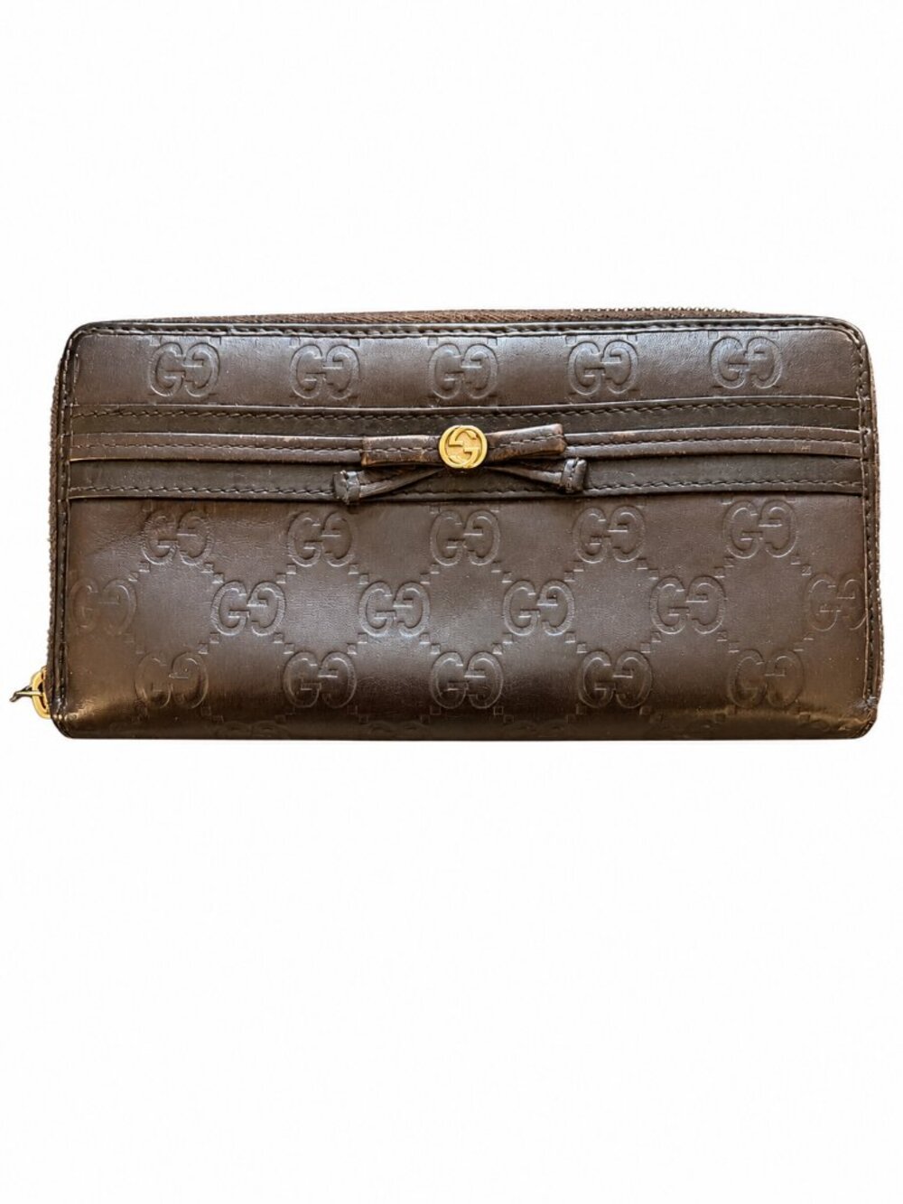 Gucci Brown Guccissima Leather Zip Around Wallet